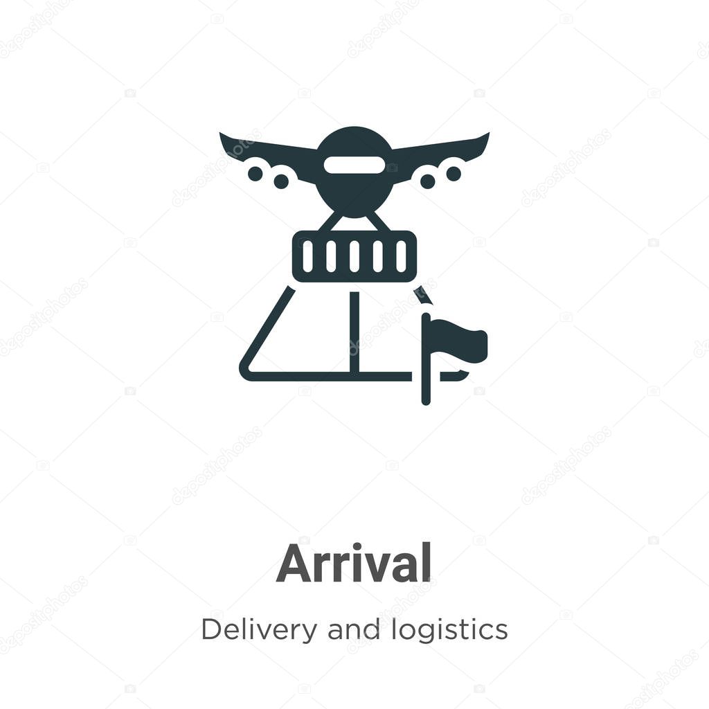 Arrival vector icon on white background. Flat vector arrival icon symbol sign from modern delivery and logistics collection for mobile concept and web apps design.