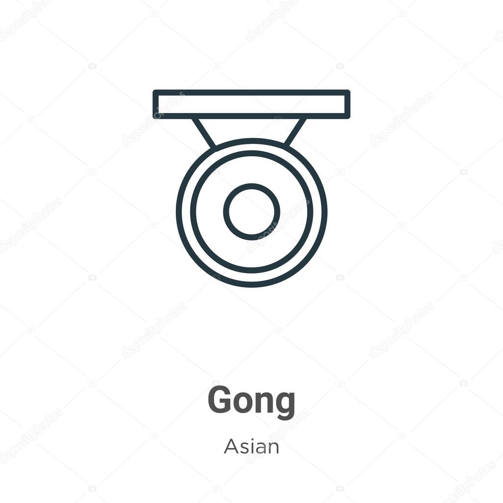 Gong outline vector icon. Thin line black gong icon, flat vector simple element illustration from editable asian concept isolated on white background