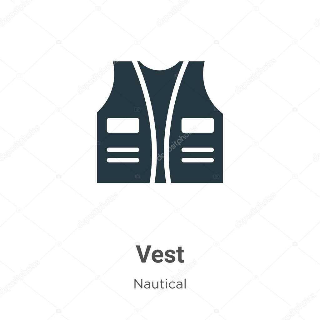 Vest glyph icon vector on white background. Flat vector vest icon symbol sign from modern nautical collection for mobile concept and web apps design.