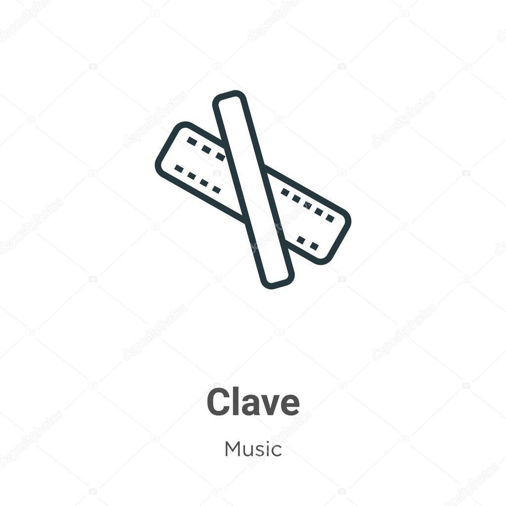 Clave outline vector icon. Thin line black clave icon, flat vector simple element illustration from editable music concept isolated on white background