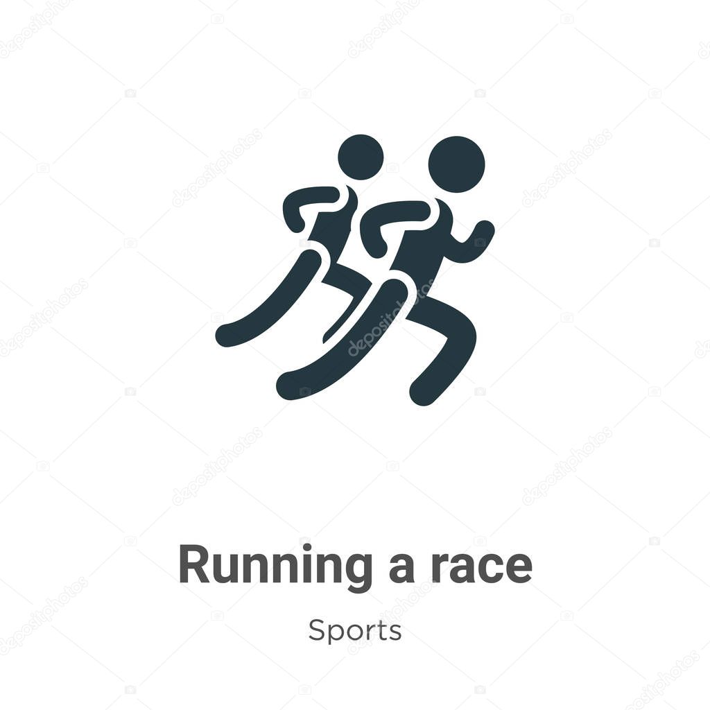 Running a race glyph icon vector on white background. Flat vector running a race icon symbol sign from modern sports collection for mobile concept and web apps design.
