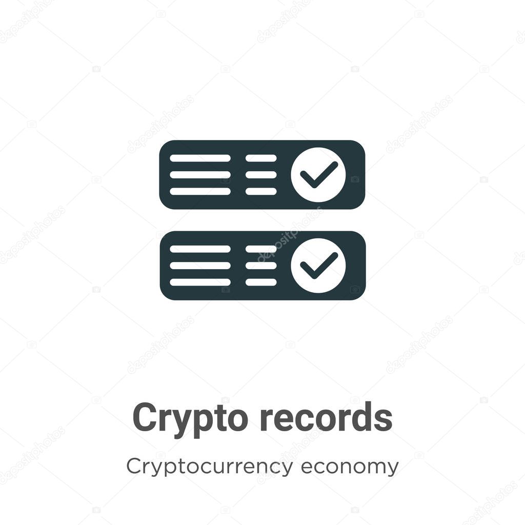 Crypto records vector icon on white background. Flat vector crypto records icon symbol sign from modern cryptocurrency economy and finance collection for mobile concept and web apps design.