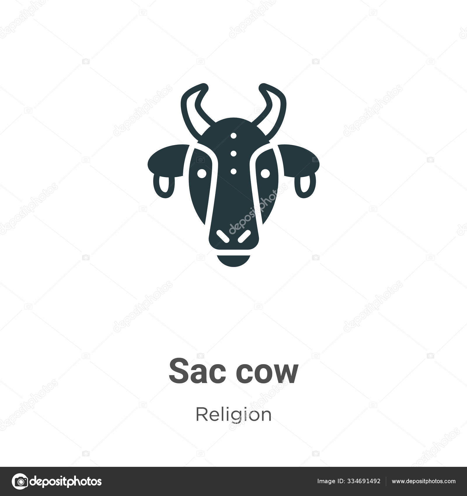 Sacred Cow Glyph Icon Vector White Background Flat Vector Sacred Stock ...