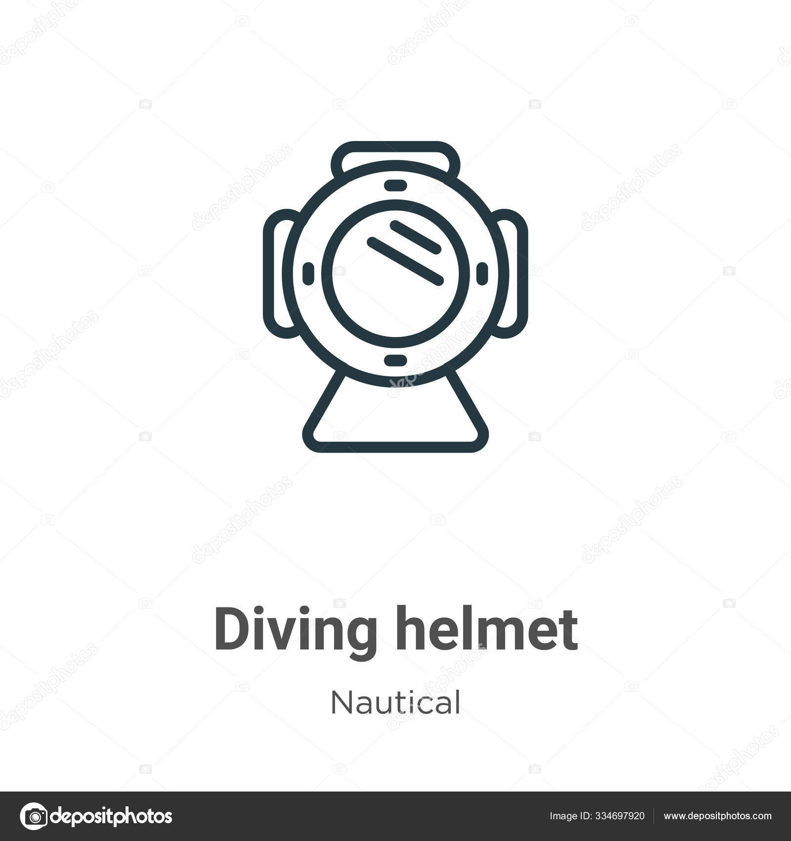 Diving Helmet Outline Vector Icon Thin Line Black Diving Helmet Stock Vector Image by ©Digital