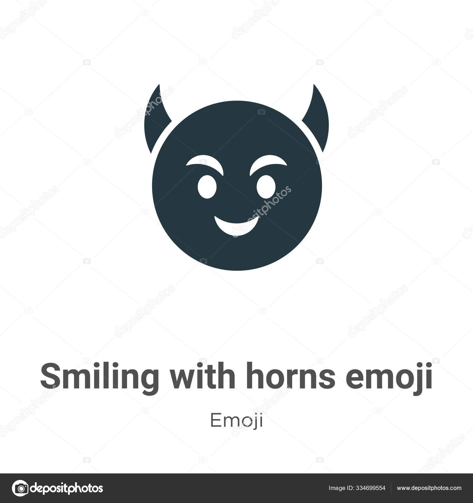Smiling Horns Emoji Vector Icon White Background Flat Vector Smiling