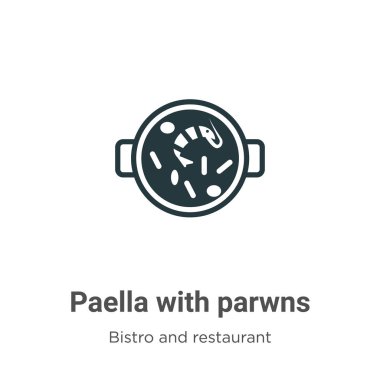 Beyaz arka planda parwns vektör ikonu olan Paella. Mobil konsept ve web uygulamaları tasarımı için modern bistro ve restoran koleksiyonundan parwns simgesi işaretli düz vektör paella.
