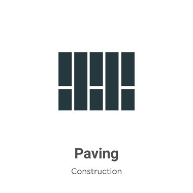 Beyaz arkaplanda Paving vektör simgesi. Mobil konsept ve web uygulamaları tasarımı için modern inşaat koleksiyonundan düz vektör kaldırım sembolü işareti.