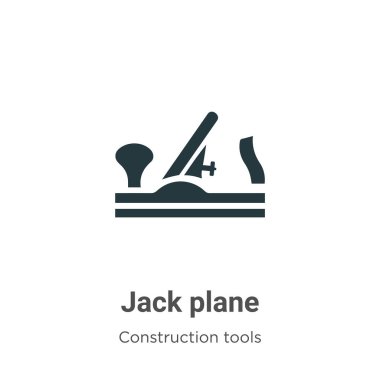 Beyaz arkaplanda Jack düzlemi vektör simgesi. Mobil konsept ve web uygulamaları tasarımı için modern inşaat koleksiyonundan düz vektör jack düzlemi simgesi işareti.