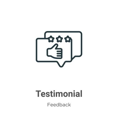 Tanıklık taslağı vektör simgesi. İnce çizgi siyah ifade simgesi, düz vektör basit element illüstrasyonu düzenlenebilir geribildirim kavramından beyaz arkaplanda izole edilmiş