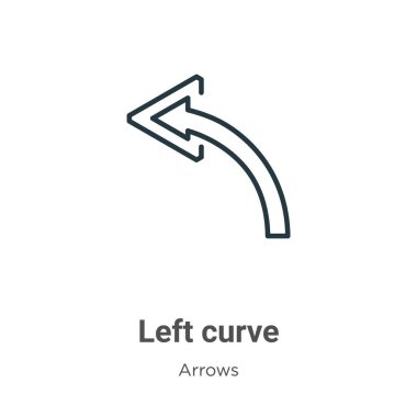 Left curve outline vector icon. Thin line black left curve icon, flat vector simple element illustration from editable arrows concept isolated on white background