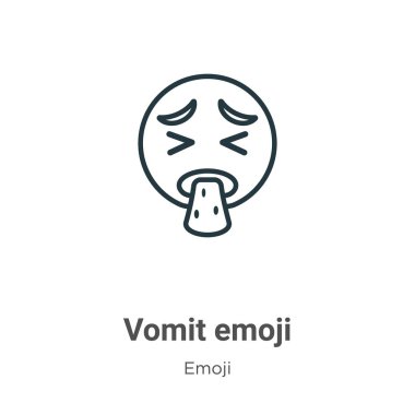 Kusmuk emoji ana hatlı vektör simgesi. İnce çizgi siyah kusmuk emoji simgesi, düz vektör basit element çizimi, düzenlenebilir emoji kavramından izole edilmiş beyaz arkaplan