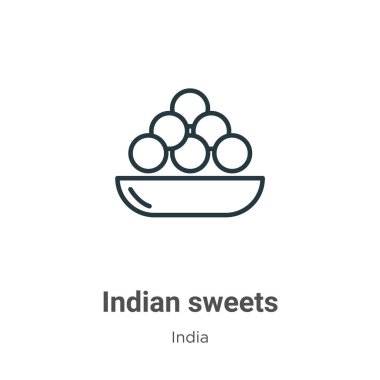 Indian sweets outline vector icon. Thin line black indian sweets icon, flat vector simple element illustration from editable india concept isolated on white background