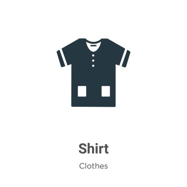 Beyaz arkaplanda gömlek vektör simgesi. Mobil konsept ve web uygulamaları tasarımı için modern kıyafet koleksiyonundan düz vektör tişört simgesi işareti.