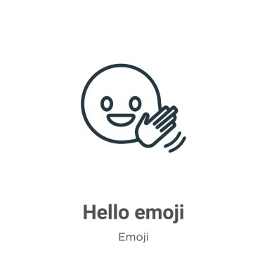 Merhaba emoji ana hatlı vektör simgesi. İnce çizgi siyah merhaba emoji simgesi, düz vektör basit element çizimi düzenlenebilir emoji kavramından beyaz arkaplanda izole edilmiş