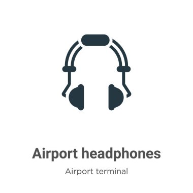 Beyaz arka planda havaalanı kulaklığı vektör simgesi. Mobil konsept ve web uygulamaları tasarımı için modern havaalanı terminal koleksiyonundan düz vektör havaalanı kulaklığı simgesi işareti.