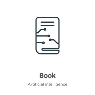 Kitap özeti vektör simgesi. İnce çizgi siyah kitap simgesi, düz vektör basit element çizimi düzenlenebilir yapay zeka kavramından beyaz arkaplanda izole edilmiş