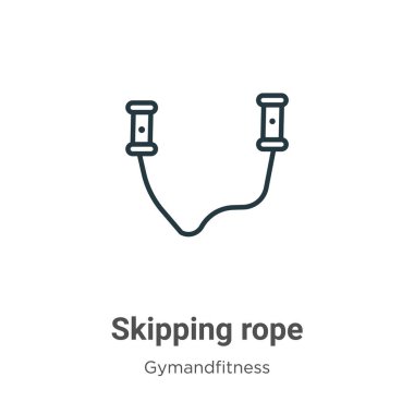 Halat ana hatları vektör simgesi atlanıyor. İnce çizgi siyah ip atlama simgesi, düz vektör basit element illüstrasyonu düzenlenebilir jimnastik konsepti beyaz arkaplanda izole