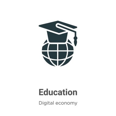 Beyaz arka planda eğitim vektör simgesi. Mobil konsept ve web uygulamaları tasarımı için modern dijital ekonomi koleksiyonundan düz vektör eğitim simgesi işareti.