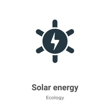 Beyaz arkaplanda güneş enerjisi vektör simgesi. Mobil konsept ve web uygulamaları tasarımı için modern ekoloji koleksiyonundan düz vektör güneş enerjisi simgesi işareti.