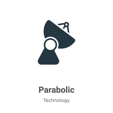 Beyaz arka planda parabolik sembol vektörü. Mobil konsept ve web uygulamaları tasarımı için modern teknoloji koleksiyonundan düz vektör parabolik simge işareti.
