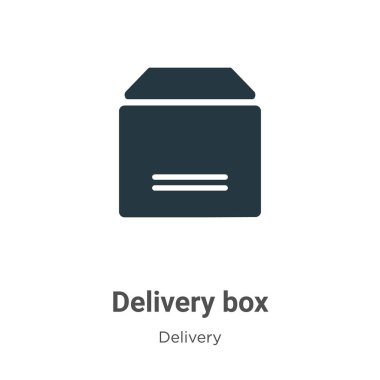 Beyaz arkaplanda teslimat kutusu vektör simgesi. Mobil konsept ve web uygulamaları tasarımı için modern dağıtım koleksiyonundan düz vektör dağıtım kutusu simgesi işareti.