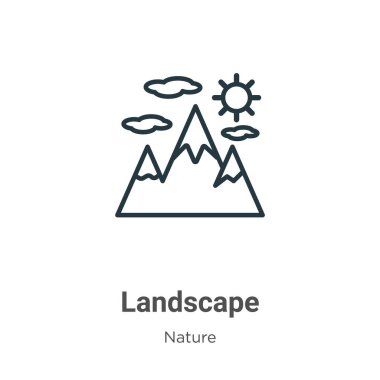 Landscape outline vector icon. Thin line black landscape icon, flat vector simple element illustration from editable nature concept isolated on white background