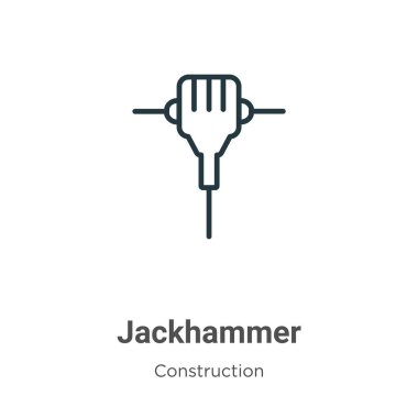 Jackhammer outline vector icon. Thin line black jackhammer icon, flat vector simple element illustration from editable construction concept isolated on white background