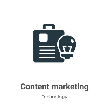 Beyaz arka planda içerik pazarlama simgesi vektörü. Mobil konsept ve web uygulamaları tasarımı için modern teknoloji koleksiyonundan düz vektör içeriği pazarlama simgesi işareti.