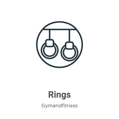 Halkalar ana hatlı vektör simgesi. İnce çizgi siyah halka simgesi, düz vektör basit element çizimi düzenlenebilir gymandfitness kavramından izole edilmiş beyaz arkaplan
