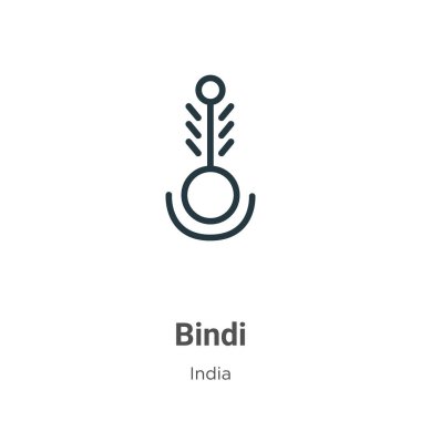 Bindi outline vector icon. Thin line black bindi icon, flat vector simple element illustration from editable india concept isolated on white background
