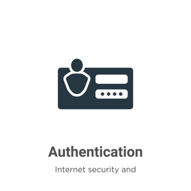 Beyaz arkaplanda kimlik doğrulama vektör simgesi. Mobil konsept ve web uygulamaları tasarımı için modern internet güvenliği ve ağ koleksiyonundan düz vektör kimlik doğrulama simgesi işareti.