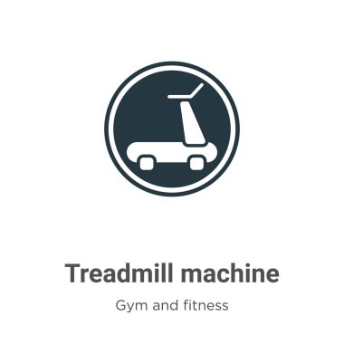 Beyaz arkaplanda koşu bandı makine vektör simgesi. Mobil konsept ve web uygulamaları tasarımı için modern spor salonu ve fitness koleksiyonundan düz vektör koşu bandı simgesi işareti.