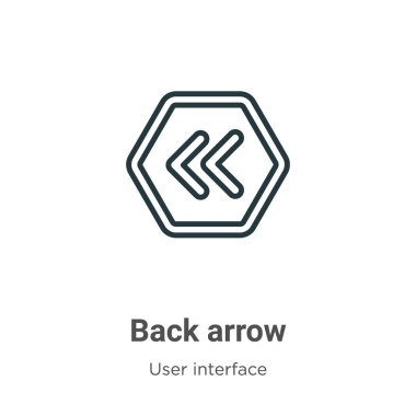 Arka ok ana hatlı vektör simgesi. İnce çizgi siyah arkası ok simgesi, düz vektör basit element çizimi düzenlenebilir kullanıcı arayüzü kavramından izole edilmiş beyaz arkaplan