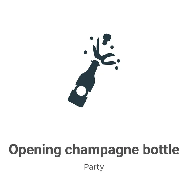 Opening Champagne Bottle Glyph Icon Vector White Background Flat Vector — Stock Vector