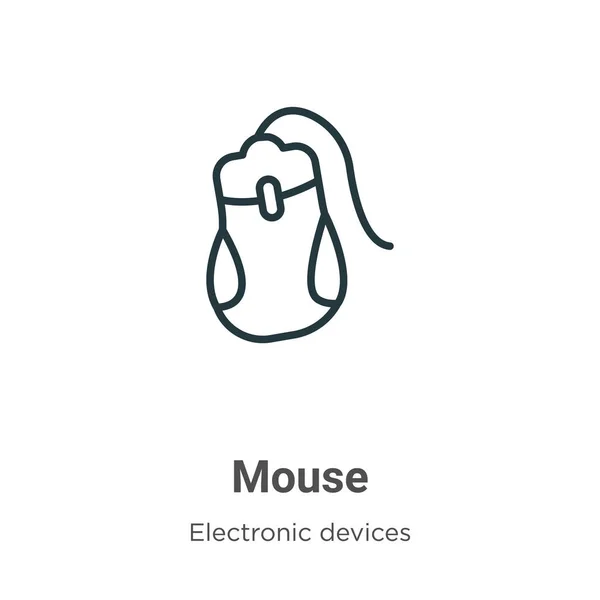 Mouse contornee el icono vectorial. Icono de ratón negro de la línea de Thin, ilustración vectorial simple elemento de los dispositivos electrónicos editables concepto aislado en el fondo blanco. — Archivo Imágenes Vectoriales