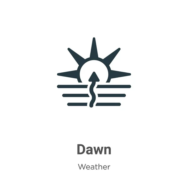 Dawn Glyph Icoon Vector Witte Achtergrond Flat Vector Dageraad Pictogram — Stockvector