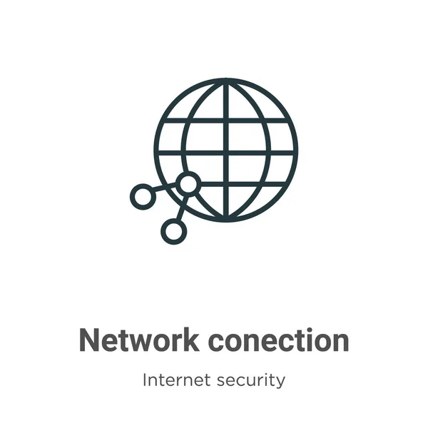 ネットワーク接続アウトラインベクトルアイコン 白の背景に隔離された編集可能なネットワーキングの概念からの細い線黒のネットワーク接続アイコン フラットベクトルシンプルな要素イラスト — ストックベクタ