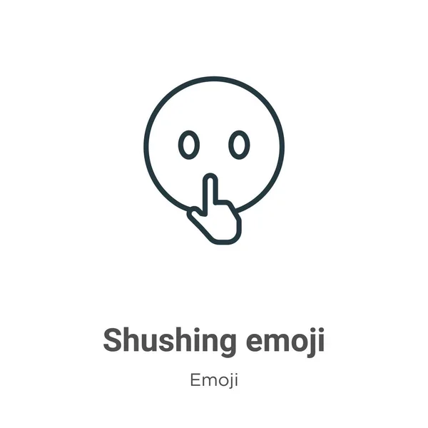 Silencio Emoji Contorno Icono Vector Línea Delgada Negro Shushing Emoji — Vector de stock