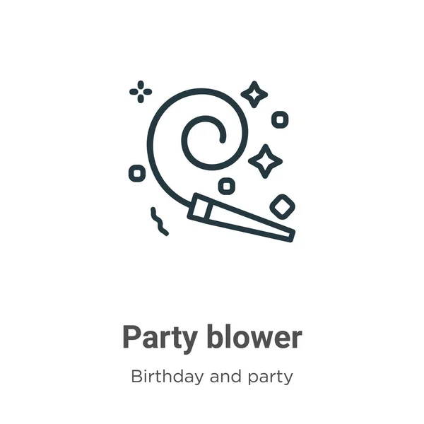 Party Blower Outline Vector Icon Thin Line Black Party Blower — Stok Vektör