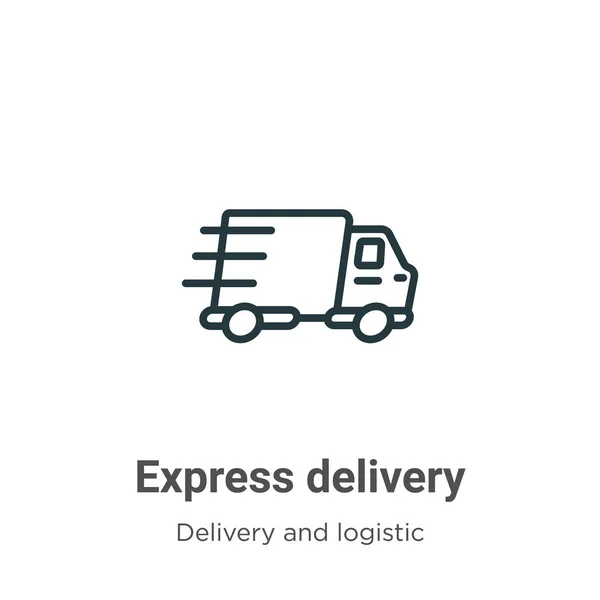 Ekspres dağıtım ana hatları vektör simgesi. İnce çizgi siyah ekspres dağıtım simgesi, düz vektör basit element çizimi düzenlenebilir dağıtım ve lojistik kavramı beyaz arkaplanda izole