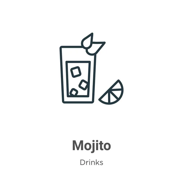 Mojito Esboza Icono Del Vector Icono Mojito Negro Línea Delgada — Vector de stock