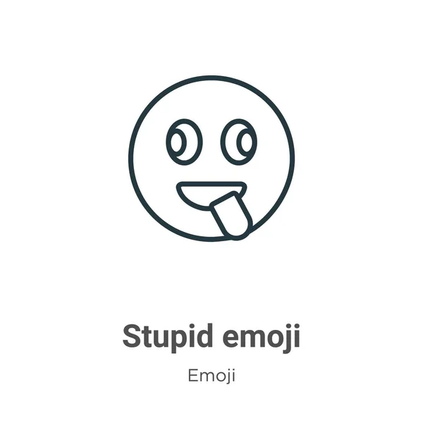 Hloupá Emoji Osnova Vektorové Ikony Tenká Čára Černá Stupidní Emoji — Stockový vektor