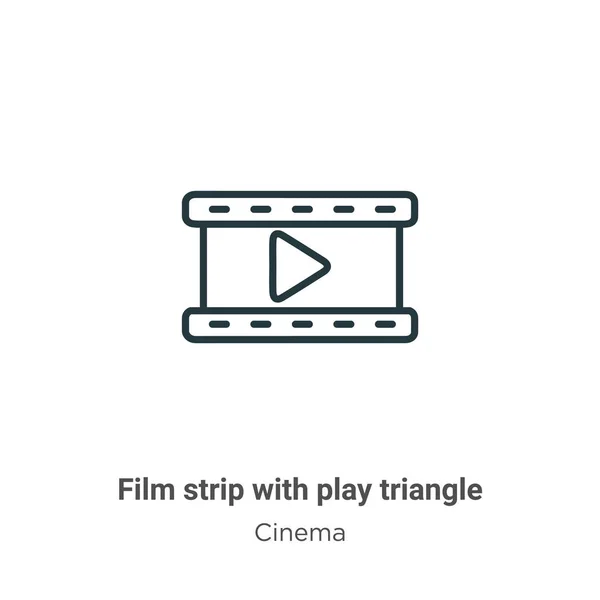 Film Strip Play Triangle Outline Vector Icon Bande Film Noir — Image vectorielle