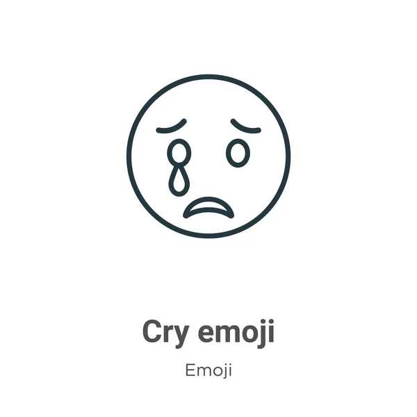 Cry Emoji Obrys Vektorové Ikony Tenká Čára Černý Pláč Emoji — Stockový vektor