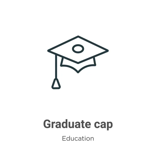 Graduate Cap Contornee Icono Vectorial Icono Línea Pensamiento Negro Tope — Vector de stock