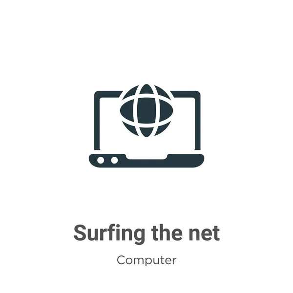 白い背景にネットベクトルのアイコンをサーフィン モバイルコンセプトとWebアプリのデザインのための現代的なコンピュータコレクションからのネットアイコンのシンボルサインをサーフィンフラットベクトル — ストックベクタ