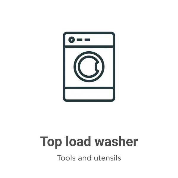 Icono vectorial del contorno del lavavajillas superior. Icono de lavavajillas de carga negra de la línea de Thin, ilustración vectorial simple de elemento plano del concepto de herramientas y utensilios editables aislados sobre fondo blanco. — Vector de stock