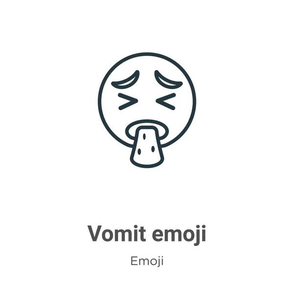 Wymiotuj Emoji Zarys Ikony Wektora Cienkie Czarne Wymiociny Ikona Emoji — Wektor stockowy