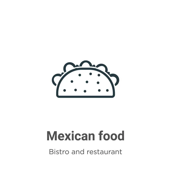 Ícone vetorial mexicano de esboço de alimentos. Ícone de comida mexicana preta de linha fina, ilustração simples vetorial plana de bistrô editável e conceito de restaurante isolado em fundo branco —  Vetores de Stock