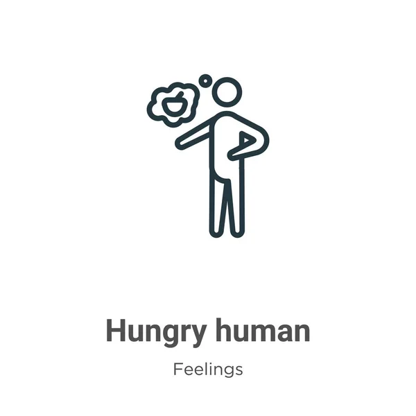 Hungry Human Outline Vector Icon Thin Line Black Hungry Human - Stok Vektor